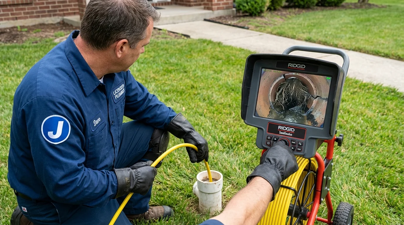 Sewer camera inspection being performed by Johns Plumbing LLC in Nicholson