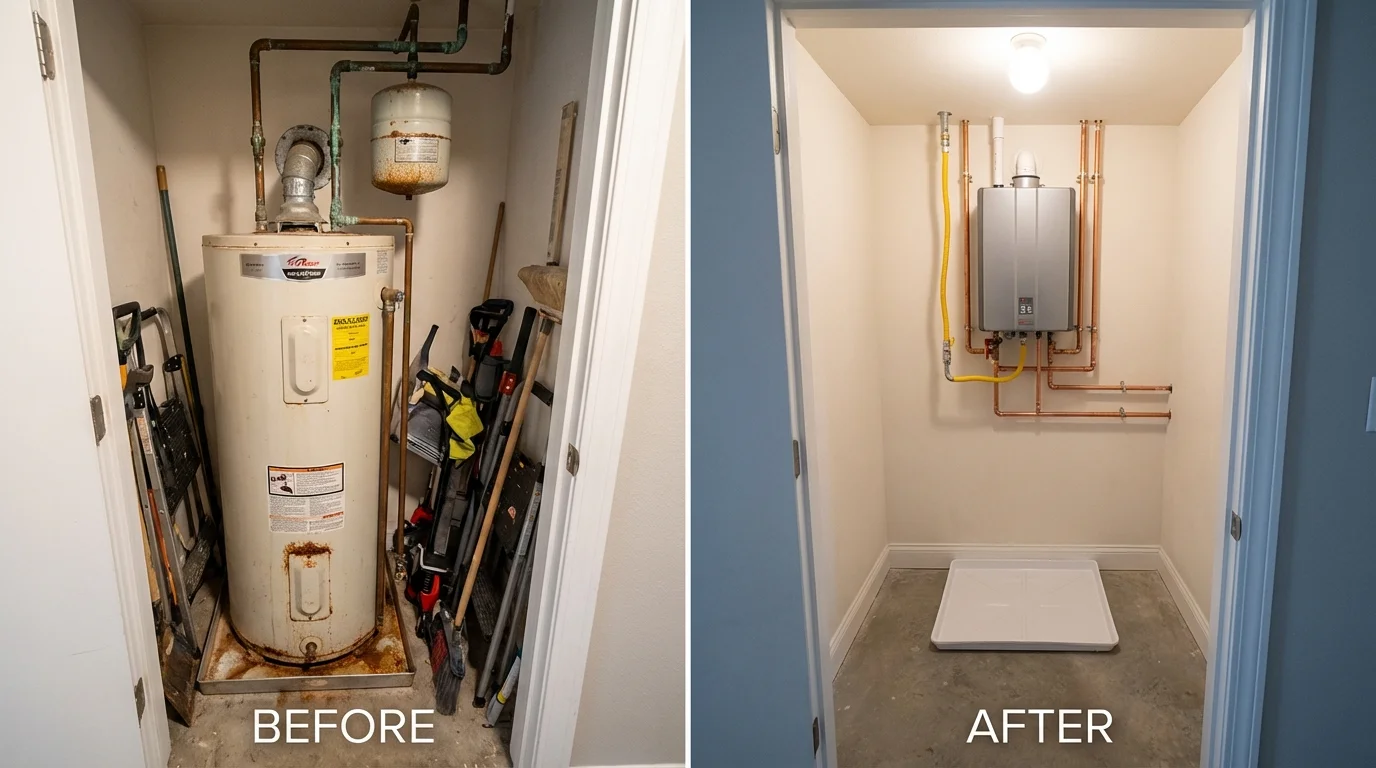 Tank water heater versus wall-mounted tankless unit comparison for Nicholson, GA homeowners